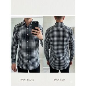 NWT Tailorbyrd Collection Men's L Black Gingham Check Button Down Shirt Cotton